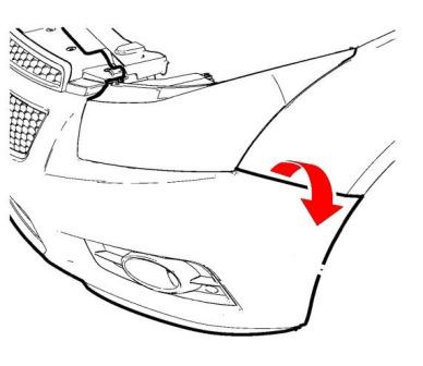 схема крепления переднего бампера Chevrolet Cruze