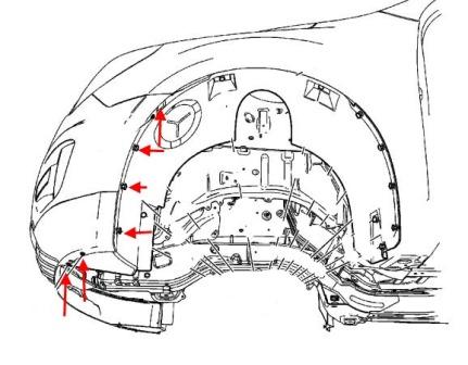 front bumper mounting scheme Chevrolet Equinox (after 2010)