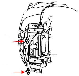 Diagrama de montaje del parachoques trasero Chevrolet Equinox (después de 2010)