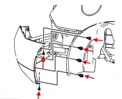 Diagrama de montaje del parachoques trasero Chevrolet Equinox (después de 2010)