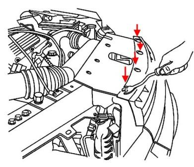 the scheme of fastening of the front bumper of the Chevrolet Malibu (2004-2007)