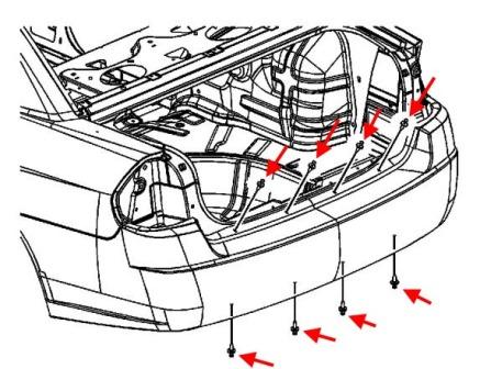 Schéma de montage du pare-chocs arrière pour Chevrolet Malibu (2004-2007)