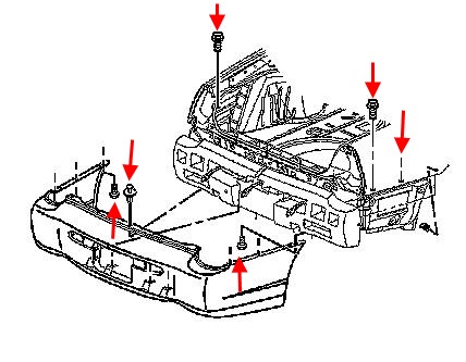 Schéma de montage du pare-chocs arrière Chevrolet Monte Carlo