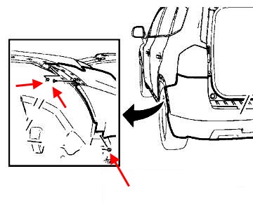 the scheme of fastening the rear bumper of the Chevrolet Orlando