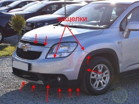 the attachment of the front bumper of the Chevrolet Orlando