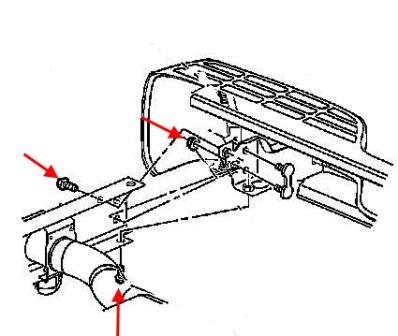 the scheme of fastening the rear bumper of the Chevrolet Silverado (1999-2006)