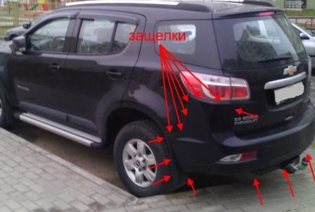 the attachment of the rear bumper of the Chevrolet TrailBlazer (after 2013)