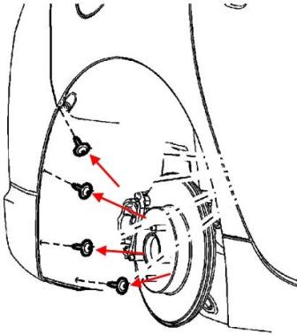 Diagrama de montaje del parachoques trasero Chevrolet Volt