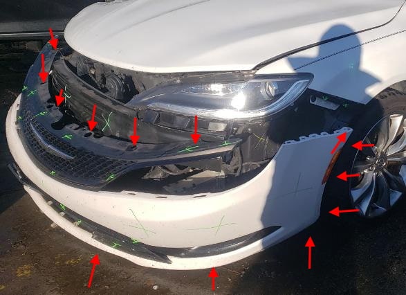 points de fixation du pare-chocs avant Chrysler 200 II (2015-2017)