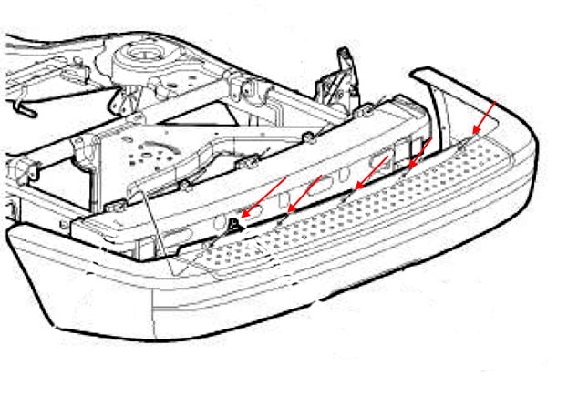 Chrysler Aspen Befestigungsschema für hintere Stoßstange (2007-2009)