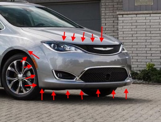 Chrysler Pacifica front bumper attachment points (2016+)