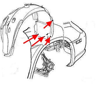 Diagrama de montaje del parachoques delantero del Chrysler 200