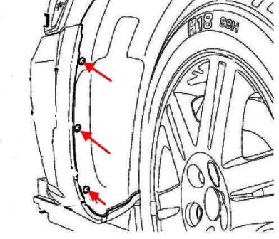 the scheme of fastening of the front bumper Chrysler 300 C (2004-2011)