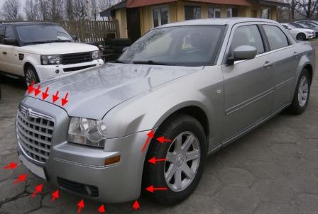 the attachment of the front bumper Chrysler 300 C (2004-2011)