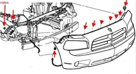 Montageplan der vorderen Stoßstange Chrysler 300 C (2004-2011)