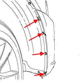 the scheme of fastening of the front bumper Chrysler 300 C (after 2011)