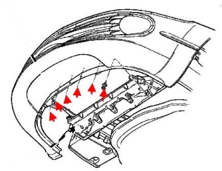 the scheme of fastening of the front bumper Chrysler 300 M
