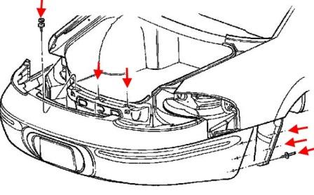 the scheme of fastening the rear bumper of the Chrysler 300 M