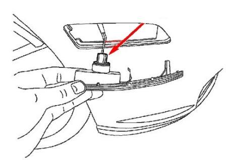 the scheme of fastening of the turn signal Chrysler Crossfire