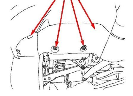 Diagrama de montaje del parachoques trasero del Chrysler Crossfire