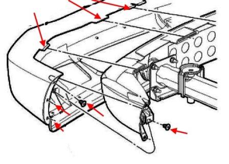 Diagrama de montaje del parachoques delantero del Chrysler Aspen
