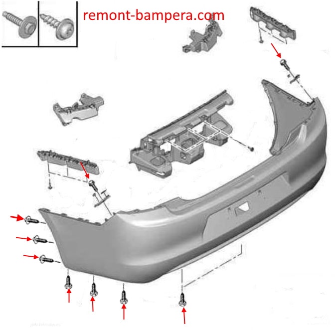 Schéma de montage arrière Citroen C-Elysee (2012-2023)