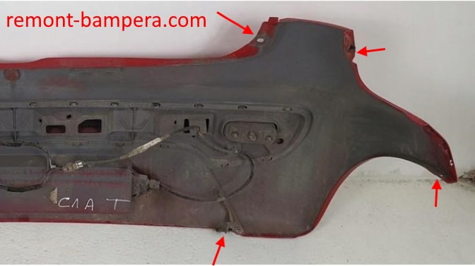 points de fixation du pare-chocs arrière Citroen C1 I (2005-2014)