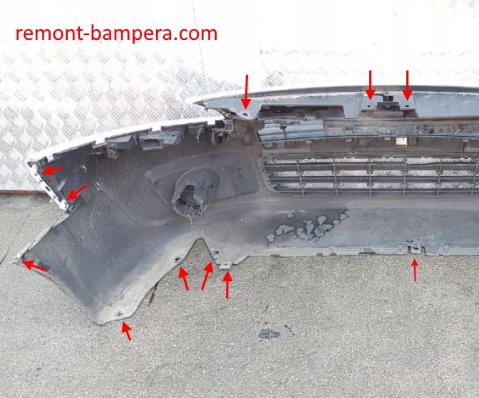 front bumper attachment points Citroen Jumpy (Dispatch) II (2006-2016)