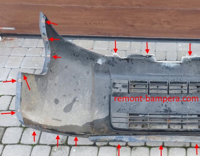 attachment points of the front bumper Citroen Nemo (2007-2017)