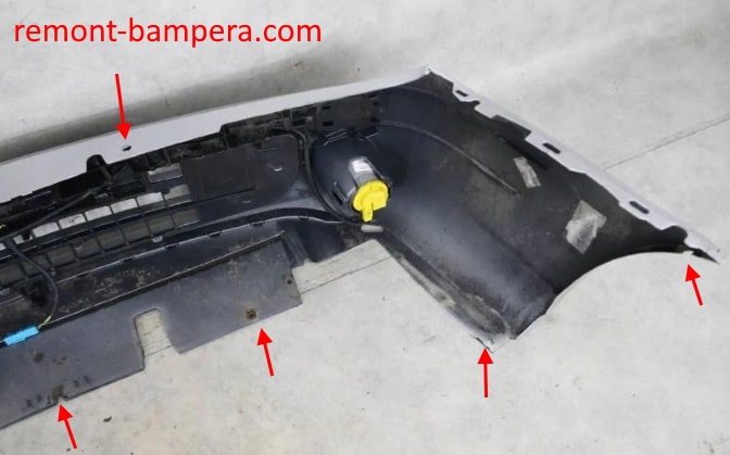 места крепления переднего бампера Citroen Xsara (2000-2006)