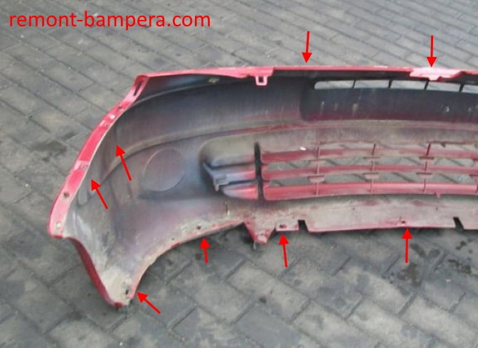Puntos de enganche del parachoques delantero Citroen Xsara Picasso (1999-2012)