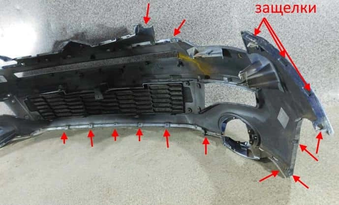 the attachment of the front bumper Citroen C-Crosser
