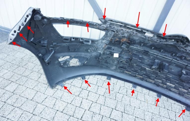 Puntos de fijación del parachoques delantero Citroen C4 Picasso (después de 2013)