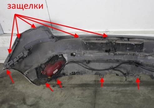 the attachment of the rear bumper Citroen C4 (2004-2010)