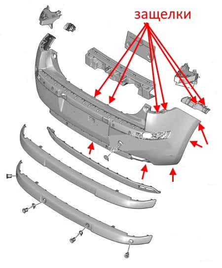 schema montaggio paraurti posteriore Citroen C4 (2004-2010)