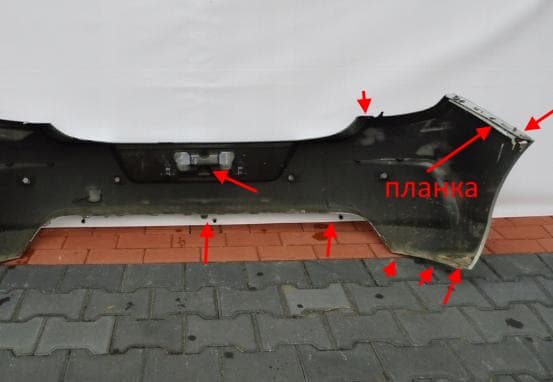 points de fixation pour le pare-chocs arrière Citroen C4 II (après 2010)