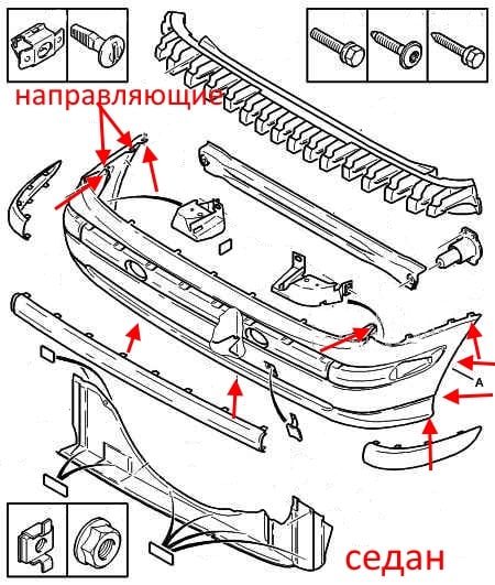 diagram of rear bumper Citroen C5 (2001-2008) saloon