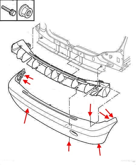 Schema montaggio paraurti posteriore Citroen Saxo