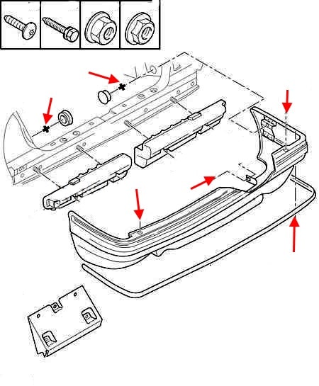 Schéma de montage du pare-chocs arrière Citroen XM