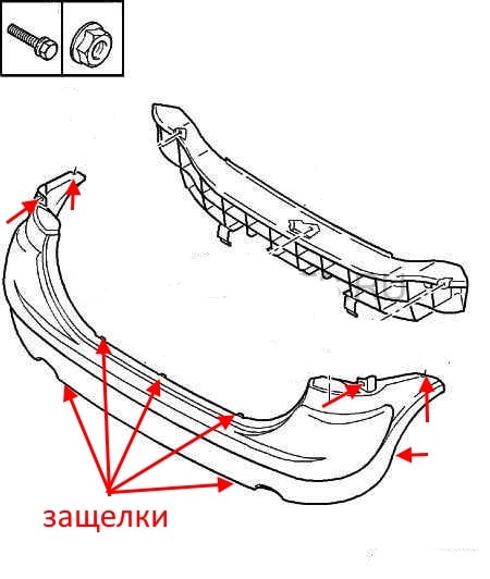 Diagram of rear bumper Citroen Xsara Picasso