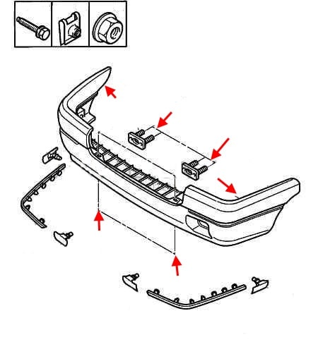 Diagram of rear bumper Citroen ZX