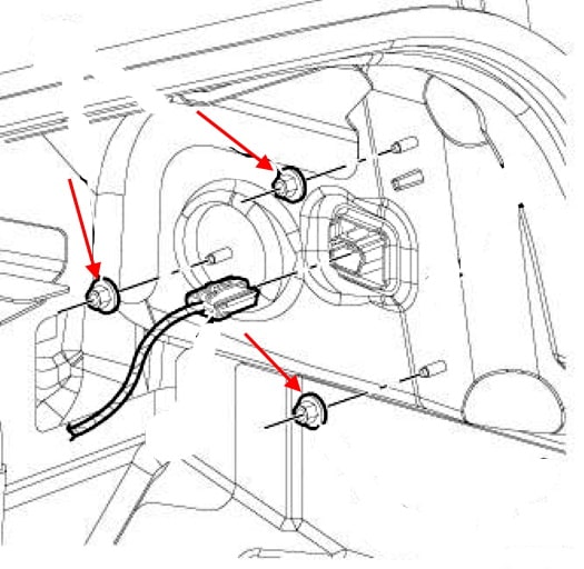 Schéma de fixation du feu arrière Dodge Charger LD VII (2011-2014)