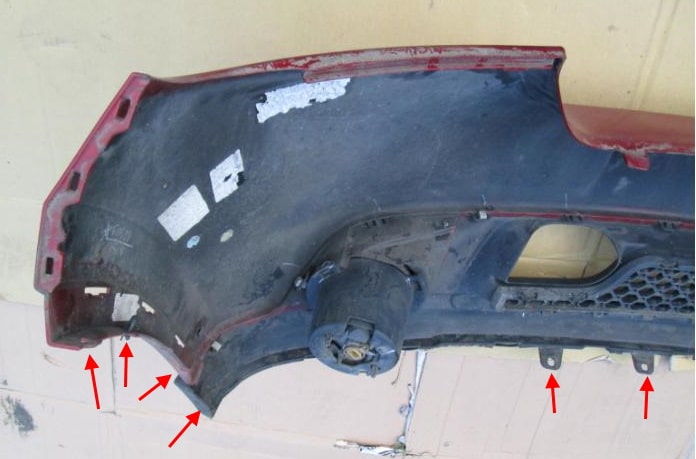 Dodge Durango III WD (2011-2013) front bumper attachment points