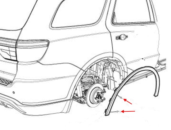 Schéma de montage pare-chocs arrière Dodge Durango III WD (2011-2013)