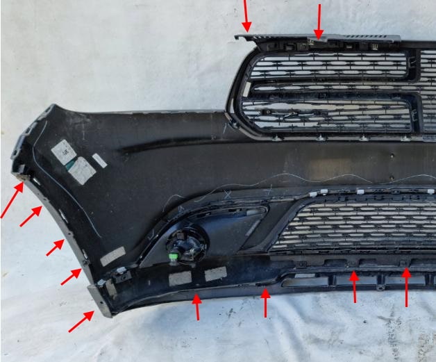 Puntos de fijación del parachoques delantero de Dodge Durango III WD (2014-2022)