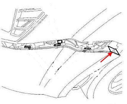 Esquema de montaje del parachoques delantero del Dodge Journey (2007-2020)