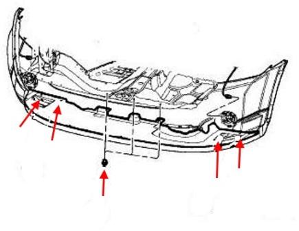 Diagrama de montaje del parachoques delantero del Dodge Caliber