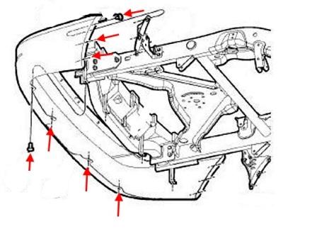 the scheme of fastening the rear bumper of the Dodge Durango (2004-2009)
