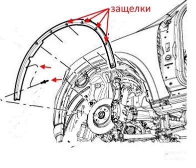 diagram of front bumper mounting Dodge Durango (after 2011)