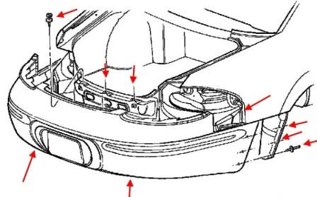 Diagrama de montaje del parachoques trasero del Dodge Intrepid